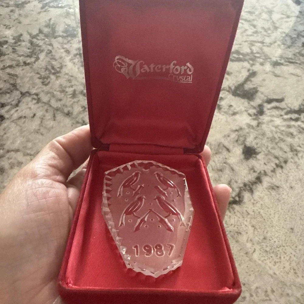 Vintage Waterford Crystal Annual 1987 Glass Christmas Ornament w/ Original Box